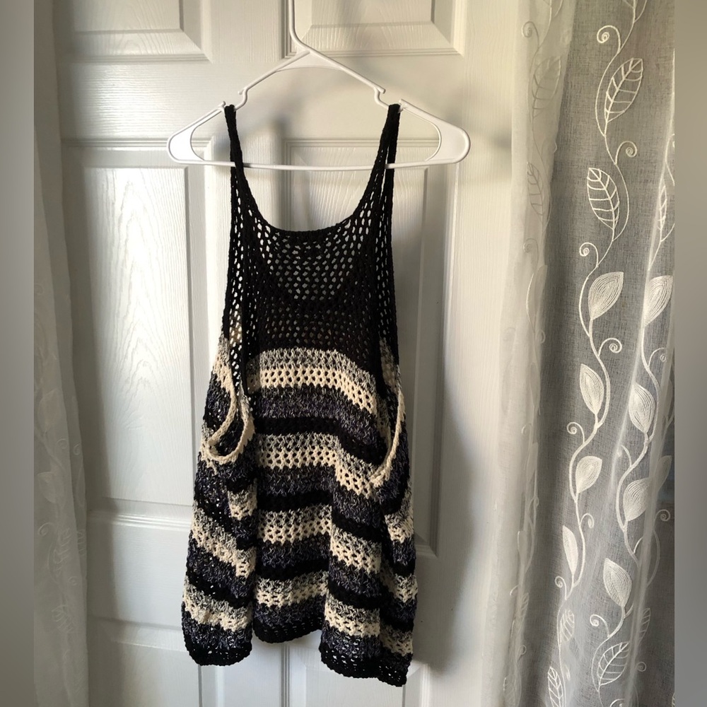 Zara Striped Knit oversized baggy vest cotton women size S